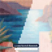 Blue Tile Staircase at Sunset Over the Sea Diamond Painting – diamond close-up