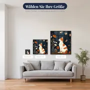 Weißer und rötlicher Kater beobachtet die Nacht am Fenster – Diamond Painting – verfügbare Größen