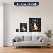 Chat blanc et roux observant la nuit à la fenêtre – tailles disponibles
