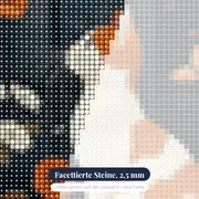 Weißer und rötlicher Kater beobachtet die Nacht am Fenster – Diamond Painting – Nahaufnahme der Steine
