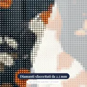Gatto bianco e rosso osserva la notte alla finestra Diamond Painting – primo piano dei diamanti