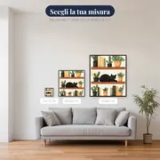 Gatto nero addormentato su mensola di libri e cactus Diamond Painting – misure disponibili
