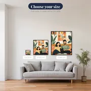 Couple Reading a Book with Their Black Cat on the Couch Diamond Painting – available sizes