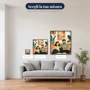 Coppia che legge un libro con il suo gatto nero sul divano Diamond Painting – misure disponibili