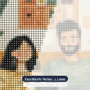 Paar liest Buch mit schwarzer Katze auf dem Sofa Diamond Painting – Nahaufnahme der Steine