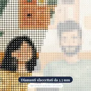Coppia che legge un libro con il suo gatto nero sul divano Diamond Painting – primo piano dei diamanti