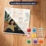 Couple Reading a Book with Their Black Cat on the Couch Diamond Painting – kit ready to start