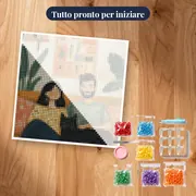 Coppia che legge un libro con il suo gatto nero sul divano Diamond Painting – kit pronto per iniziare