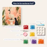 Strauß auf der Toilette mit schwarzer Katze Diamond Painting – Inhalt des Sets