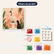Ostrich on Toilet with Black Cat Diamond Painting – kit contents