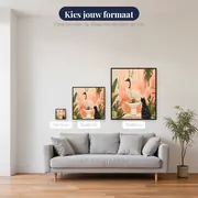 Struisvogel op het toilet met zwarte kat Diamond Painting – beschikbare formaten
