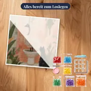 Strauß auf der Toilette mit schwarzer Katze Diamond Painting – Set bereit zum Loslegen