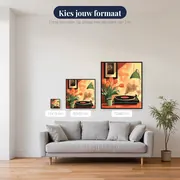 Retro platenspeler en oranje tulpen Diamond Painting – beschikbare formaten