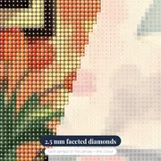 Retro Record Player and Orange Tulips Diamond Painting – diamond close-up