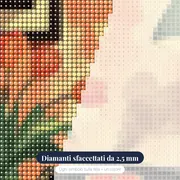 Giradischi vintage e tulipani arancioni Diamond Painting – primo piano dei diamanti