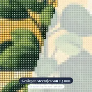 Groene kamerplant voor de boogvormige ruit - Diamond Painting – close-up van de steentjes