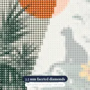 Black Cat Silhouette in Tropical Arch Diamond Painting – diamond close-up