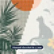 Sagoma di gatto nero in un arco tropicale - Diamond Painting – primo piano dei diamanti