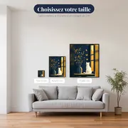 Chat blanc à la fenêtre devant le soleil couchant – tailles disponibles