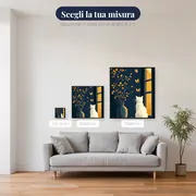 Gatto bianco alla finestra davanti al tramonto - Diamond Painting – misure disponibili