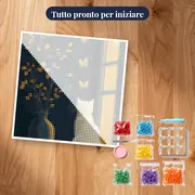 Gatto bianco alla finestra davanti al tramonto - Diamond Painting – kit pronto per iniziare