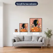 Donna di spalle con maglione arancione e fiori tra i capelli Diamond Painting – misure disponibili