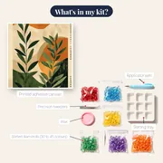 Abstract Boho Leaves and Sun Diamond Painting – kit contents