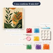 Foglie e sole astratto stile bohémien Diamond Painting – contenuto del kit