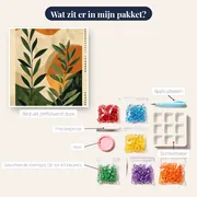 Abstracte bladeren en zon in boho-stijl Diamond Painting – inhoud van het pakket