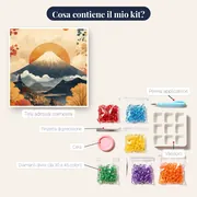 Diamond Painting Monte Fuji e Foresta Autunnale Fiammeggiante – contenuto del kit