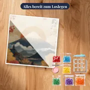 Der Fuji und der leuchtende Herbstwald Diamond Painting – Set bereit zum Loslegen