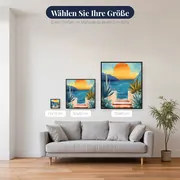 Marmortreppe am Meer bei Sonnenuntergang Diamond Painting – verfügbare Größen