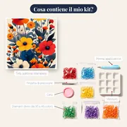 Motivo di papaveri e anemoni colorati - Diamond Painting – contenuto del kit