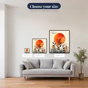 Abstract Orange Sun Over Delicate Leaves Diamond Painting – available sizes