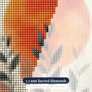 Abstract Orange Sun Over Delicate Leaves Diamond Painting – diamond close-up