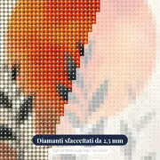 Foglie delicate sotto il sole astratto arancione - Diamond Painting – primo piano dei diamanti