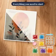 Abstract Orange Sun Over Delicate Leaves Diamond Painting – kit ready to start