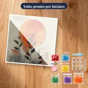Foglie delicate sotto il sole astratto arancione - Diamond Painting – kit pronto per iniziare
