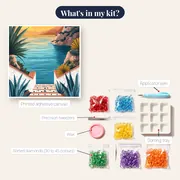 Mediterranean Staircase with Agaves Diamond Painting – kit contents