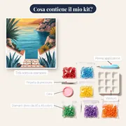 Scala mediterranea con agavi Diamond Painting – contenuto del kit