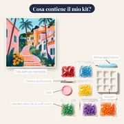 Vicolo Mediterraneo con Palme Diamond Painting – contenuto del kit