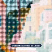Vicolo Mediterraneo con Palme Diamond Painting – primo piano dei diamanti