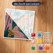 Mittelmeergasse mit Palmen Diamond Painting – Set bereit zum Loslegen