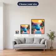 Blue and White Staircase at Sunset Diamond Painting – available sizes