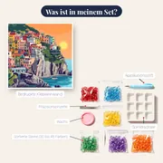 Buntes Dorf Manarola in den Cinque Terre Diamantmalerei – Inhalt des Sets