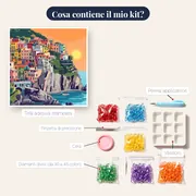 Villaggio colorato di Manarola alle Cinque Terre Diamond Painting – contenuto del kit
