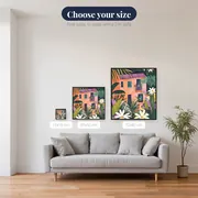 Pink House and Tropical Foliage Diamond Painting – available sizes