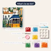 Lisbon Yellow Tram 28 Diamond Painting – kit contents