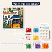 Gele tram 28 van Lissabon Diamantschilderij – inhoud van het pakket