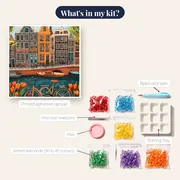 Orange Bike by Amsterdam Canals Diamond Painting – kit contents